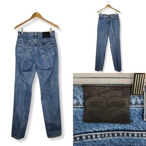 Vintage 90s Harley Davidson Straight Leg Jeans 100% Cotton Size 4 Long